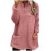 AMhomely Ladies Womens Soft Teddy Fleece Hooded Jumper Plus Size Double Fleece Casual Hoodies With Pocket V Neck Soft Fleece Hooded Sweatshirts Plain Pullover Tops Winter Lightweight Lounge Tops 03 Wine XXL
