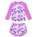 TUONROAD Girls Swimming Costume Toddler Baby Kids Two Piece Long Sleeve Swimsuit UPF 50+ Protection Bathing Suit Swim Set for 4-10 Years 3-4 Years Purple