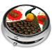 Peacock Red Flower Round Pill Box | 3 Compartment Travel Pill Organizer | Portable Travel Essential - Buy Online on GoSupps.com