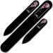 Mont Bleu Set of 3 Crystal Nail Files Hand Decorated with Swarovski Elements in Black Velvet Sleeve - Genuine Czech Tempered Glass - Hand-Made Glass Nail Files Pink - Buy Online on GoSupps.com