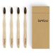 Bamboo Toothbrush 4 Pack - Medium / Soft Charcoal Bristles Tooth Brushes Wooden Handle - BPA Free Eco Friendly Vegan Product Gift Idea Sustainably Grown in Recycled Biodegradable Packaging