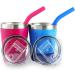 Kichuzl Colorful Straw Cups Pack of 2 - Stainless Steel Toddler Cup Set (Rose/Blue) - Buy Online on GoSupps.com