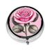 Beautiful Pink Rosesround Pill Box 3 Compartment Round Pill Box Organizer Portable Travel Pill Box for Traveling.