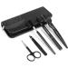 Gibot Eyebrow Set 5pcs Stainless Steel Eyebrow Grooming Kit with Tweezers Scissors Eyebrow Brush Comb Eyebrow Pencil Razor and Travel Case for Women and Men Black - Buy Online on GoSupps.com