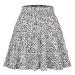 LAEMILIA Womens Elastic Waist Flared Short Skirt Floral Print Pleated Mini Skater Skirt with Drawstring M White2
