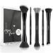 BEASOFEE Perfection Makeup Brushes 5pcs Makeup Brushes Set Synthetic Foundation Powder Concealers Eye shadows Blush Makeup Brushes with Black Bag (Black) Color03