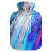 Colorful marble-stripe heat bottle with cover heat bottles for pain relief hot water bag warm water bed warmer for period cramps 2 l