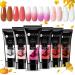 UR SUGAR Pink Brown Poly Extension Gel Nail Set 6 Colours Pink White Colour Changing Thermal Poly Nail Gel Kit Builder Nail Gel Clear Pink Brown for All Seasons Soak Off Gel Polish Gift Box for Women