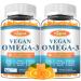 2 Pack Omega-3 Gummies Potent Algae Omega Source Boost Brain Eye & Immune Function with DHA and EPA Vegan & Sugar Free Orange Flavor 120 Count Orange 60 Count (Pack of 2)