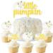 Little Pumpkin Cake Cupcake Topper Sweet Fall Baby Shower Decoration Autumn Themed Gender Reveal 1st Birthday Party Supplies White