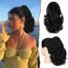 Sofeiyan ponytail extension 28cm Klaue clip in ponytail hair extensions briefly curly wavy ponytail extensions synthetic hair part for women black