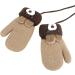 Toddler Kids Winter Warm Thick Plush Short Knitted Gloves With String for 1-3Yrs Beige/Bear - Buy Online on GoSupps.com
