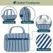 Pavilia Hanging Toiletry Bag - Travel Toiletries Organizer for Men and Women, Foldable Roll-up Design, Water Resistant with Mesh Pocket (Navy Stripe) - Buy Online on GoSupps.com