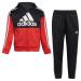 adidas boys Long Sleeve Color Block Mlange Fleece Jacket Set 7 Black Heather With Red