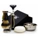 Haryali London 5-part men's shaving set with 3 razor blades and silver tips roof hair rasis brush stand soap and bowl perfect set for men
