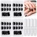 BBTO 96 Pieces Black Fake Nails Full Cover Short False Press on Nails Matte Acrylic Square Nails with Glue for Women Girls DIY Nails Home Salon Favors Black 1 Count (Pack of 96)