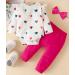 Koonde Baby Girl 3-Piece Outfit Set | Romper, Trouser & Headband | Cream Heart + Magenta | Sizes Newborn to 24 Months - Buy Online on GoSupps.com