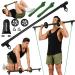 HOTWAVE Resistance Bands Bar with Ab Roller Portable Home Gym Strength Training Equipment Squats Bench Presses Weightlifting Full Body Exercises black bar with roller
