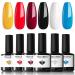 Modelones Gel Nail Polish, 6 Colors Bright Red Yellow Gel Polish Blue Black White Gel Nail Polish Set, Soak Off LED Nail Art Manicure DIY Home Salon Gift for Women Beginner A4-Colorful Life