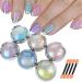 6 Jars Mermaid Chrome Nail Powder Aurora Nail Powder Iridescent Pearl Nail Art Powder Metallic Mirror Effect Pigment Glitter Dust Kit Nail Art Supplies for Gel Polish Nail Decorations