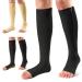 Ailaka 3 Pairs Compression Socks with Zipper 15-20 mmHg Medical Knee High Compression Socks for Men Women Open Toe Socks for Varicose Veins Edema Recovery 2X-Large (3 Pair) Black+beige+black Copper