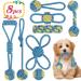 Etaccu dog toys dog rope toys 8 pieces of dog toys set for small dogs dog toys intelligence 100% cotton indestructible dog toy rope puppy toys (blue) blue/small dogs