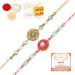 Ghasitaram Gifts Rakhi for Brother Rakhis Online - Set of 2 Rm- 643 and Rm- 654 Premium Rakhis with 200 GMS of Besan Barfi and 200 GMS of Kaju Katli