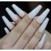 MISUD Glitter Long Coffin Fake Nails - White Ballerina Shape Acrylic Nails for Women & Girls - Buy Online on GoSupps.com