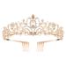 Princess Crown for Women, Crystal Queen Tiaras for Girls Bridal Hair Accessories Gifts for Birthday Wedding Prom, Bridal Party, Pageant, Halloween Christmas Costume (Gold (Pack of 1))