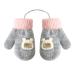 Girls Boys Cute Fox Knitting Short Full Finger Gloves Toddler Kids Winter Thermal Plush Lining Cycling Camping Gloves Mitten for 1-3 Yrs Cartoon/Grey