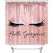 OLEBETY 4PCS Unicorn Eyelash Shower Curtain Set with Rose Gold Glitter Makeup Theme - Pink Glam Bathroom Decor Set with Non-slip Bath Mat & Toilet Rug - Buy Online on GoSupps.com