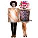 Toulite 2 Pcs Couples Halloween Costumes for Adults Funny Food Couples Costume Butter and Jelly Costume Frame Painting Outfit Chocolate
