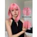 Short Pink Bob Wig with Air Bangs | Shoulder Length Soft Hair Wig for Women | Perfect for Halloween Cosplay and Parties - Buy Online on GoSupps.com
