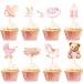 Keaziu 32 Pack Baby Girl Cupcake Toppers It's a Girl Cupcake Picks Pink Bear Nipple Feeder Trojans Stroller Baby Shower Birthday Party Decoration Pink Girl