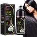 Black Hair Dye Shampoo Hair Color Shampoo for Gray 4 in 1 Shampoo Hair Color Gray Coverage for Women and Men Natural Plant Hair Dye Shampoo 500ml (Natural Black)