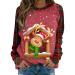 Women's Christmas Sweatshirts Cute Snowman Penguin Print O-Neck Raglan Top Shirt Pullover Comfy Warm Xmas Jumper Winter Long Sleeve Tops Loose Tunic Top Sweaters Watermelon Red XL