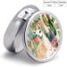 Round Pill Box - White Alpaca Watercolor & Cactus Print | 3 Compartment Portable Pill Organizer - Decorative Metal Pocket Pill Case for Medication - Buy Online on GoSupps.com