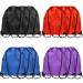 Svaldo 12 PCS Black Purple Red Blue 4 Color Cinch Bags 13x17 Inch Polyester Non-nylon Non-waterproof Sport Drawstring Bags Bulk Gym Bags Storage Drawstring Backpack for Outdoor Football Basketball Black+purple+red+blue 12