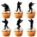 18pcs Army Cupcake Toppers for Boys Men Happy Birthday Army Party Decorations Supplies Glitter Military Army Dessert Cake Decorations Topper