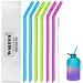 WALFOS 14.5 inch Extra Long Reusable Silicone Straws Big Sizes Flexible Bendable Straws for 1/Half Gallon Large Water Bottles 128 75 64 40 OZ Tumbler with Cleaning Brush (6-Pack) Extra Long Size 14.5 inch (Diameter 0.4")