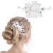 Makone Bridal Wedding Hair Combs Set Pearl and Crystal Wedding Hair Combs for Women and Girls Elegant Wedding Accessory with Combs for Women and Girls Silver Flower Bride Comb