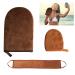 Self Tanning Mitt Set 3 in 1 Fake Tan Applicator with Inner Elastic Finger Loops Mitten Velvet Glove Back Tanner Application Reusable for Face Body Lotion Exfoliation Self Tan Sun Cream Apply