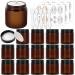 Betrome 4 oz Amber Glass Jars 15 Pack 120ml Round Empty Cosmetic Containers Face Lotion Cream Storage Jars with White Inner Liners and Black Lids 4 Oz amber