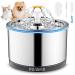 POLAME Cat Water Fountain Stainless Steel, Automatic Water Fountain for Cats Inside, Ultra-Quiet Pet Fountain Dog Water Dispenser with 1 Cat Waterer Filter for Cats, Small Dogs