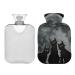 Hot water bottle 2L with lid cats and full moon hot water bag for pain relief hand feet warmer winter