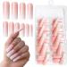120Pcs Long Press on Nails Glossy Square Ombre Fake Nails Full Cover Pink Ombre False Nail Tips Acrylic Long Nails Press on for Women Girls Artificial Fingernails Long Square Gradient