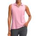 G Gradual Women's Sleeveless Golf Polo Shirts Tennis Quick Dry Collared Tank Tops V-Neck Polos for Women Pink Large