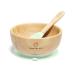 Moon and Moo Bamboo Suction Bowl and Spoon Set for Kids Toddlers and Baby Weaning - Non-Toxic Plastic Free - Stay Put - Baby Suction Bowl - Baby Weaning Set Green