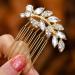 Foyte Crystal Bride Wedding Hair Comb Leaf Bridal Headpieces Rhinestone Hair Pieces Bridesmaid Side Combs Hair Accessories for Women and Girls (gold leaf)