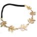 Metallic Sweet Lady Golden Leaf Flower Elastic Hair Band Headband - Buy Online on GoSupps.com